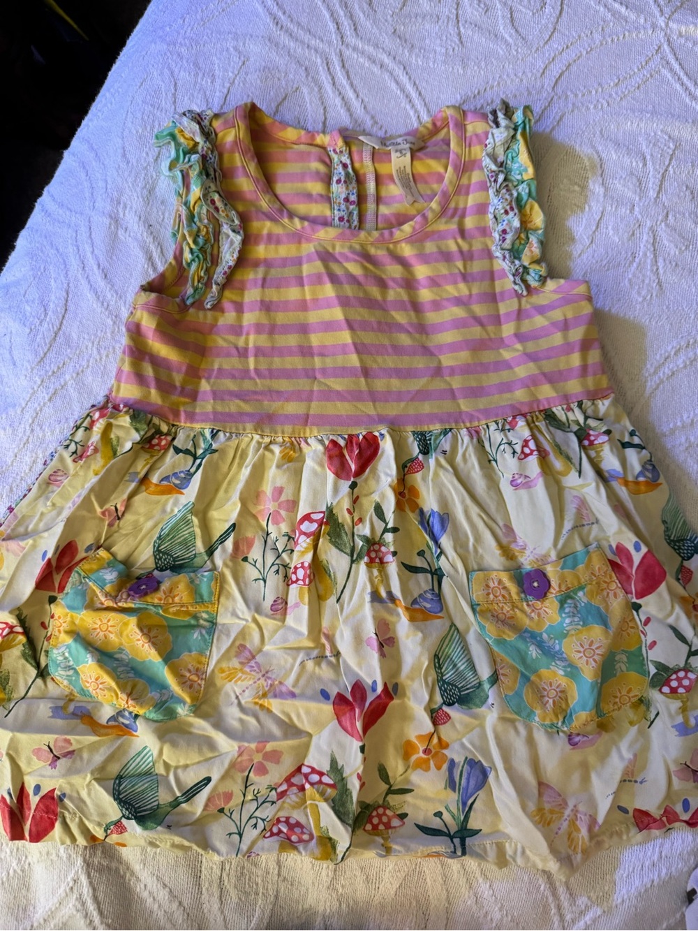 Matilda Jane Yellow & Pink Striped Floral Pocket Dress
